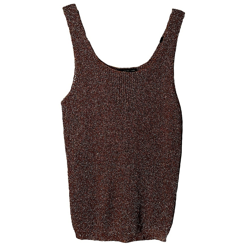 Suzelle Metallic Knit Tank Top 90s Y2K Disco Party Indie Sleaze Glam Rock Vintag